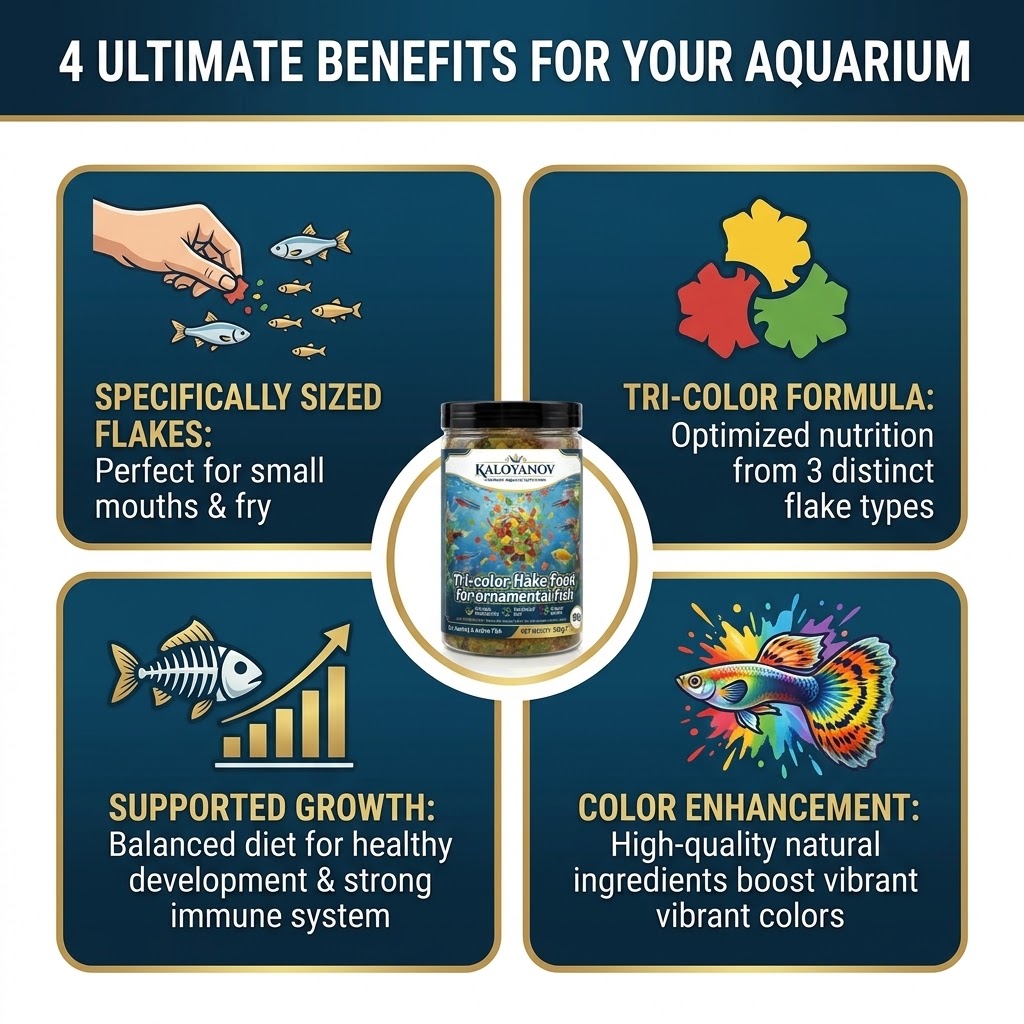 Tri-Color Aquarium Fish Food F - Fish Food Flake review and price